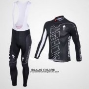 2016 Maillot Ciclismo Specialized Blanc et Noir Manches Longues et Cuissard