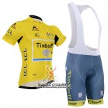 2016 Maillot Ciclismo Tinkoff Lider Jaune et Noir Manches Courtes et Cuissard