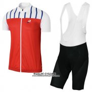 2017 Maillot Ciclismo Coq Sportif Tour de France Rouge et Blanc Manches Courtes et Cuissard