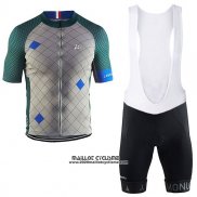 2017 Maillot Ciclismo Craft Monuments Argent et Vert Manches Courtes et Cuissard