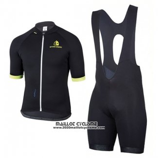 2017 Maillot Ciclismo Etxeondo Entzun Noir et Jaune Manches Courtes et Cuissard