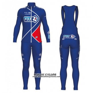 2017 Maillot Ciclismo FDJ Bleu Manches Longues et Cuissard