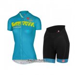 2017 Maillot Ciclismo Femme Castelli Azur Manches Courtes et Cuissard