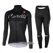 2017 Maillot Ciclismo Femme Castelli Noir Manches Longues et Cuissard