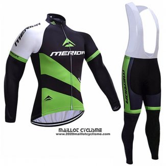 2017 Maillot Ciclismo Merida Noir et Vert Manches Longues et Cuissard