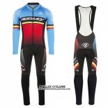 2017 Maillot Ciclismo Ridley Rincon Rouge et Bleu Manches Longues et Cuissard