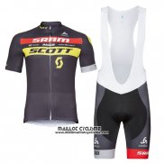 2017 Maillot Ciclismo Scott Noir Jaune Manches Courtes et Cuissard