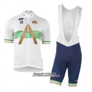 2018 2019 Maillot Ciclismo Aqua Bleue Sport Champion Irlande Manches Courtes et Cuissard