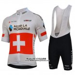 2018 Maillot Ciclismo Ag2r La Mondiale Champion Suisse Manches Courtes et Cuissard