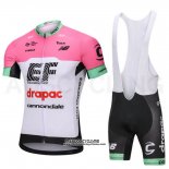 2018 Maillot Ciclismo Cannondale Drapac Blanc et Rose Manches Courtes et Cuissard