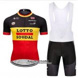 2018 Maillot Ciclismo Lotto Soudal Noir Jaune Rouge Manches Courtes et Cuissard