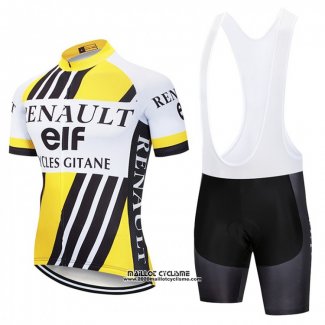 2018 Maillot Ciclismo Renaul Jaune et Blanc Manches Courtes et Cuissard