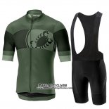 2019 Maillot Ciclismo Castelli Ruota Noir Vert Manches Courtes et Cuissard