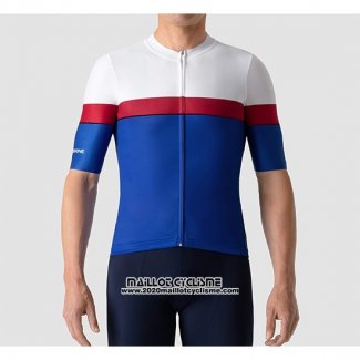 2019 Maillot Ciclismo La Passione Blanc Rouge Bleu Manches Courtes et Cuissard