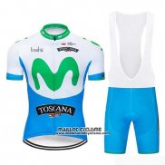 2019 Maillot Ciclismo Movistar Bleu Blanc Manches Courtes et Cuissard