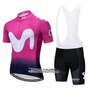 2019 Maillot Ciclismo Movistar Noir Rose Manches Courtes et Cuissard