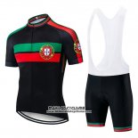 2019 Maillot Ciclismo Portugal Noir Vert Rouge Manches Courtes et Cuissard