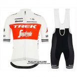 2019 Maillot Ciclismo Trek Segafredo Blanc Rouge Manches Courtes et Cuissard