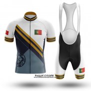 2020 Maillot Ciclismo Champion Portugal Bleu Clair Jaune Manches Courtes et Cuissard