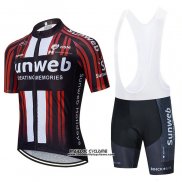 2020 Maillot Ciclismo Sunweb Noir Rouge Manches Courtes et Cuissard