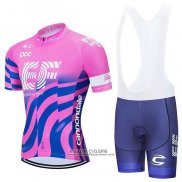 2020 Maillot Cyclisme EF Education First-drapac Rose Bleu Manches Courtes et Cuissard