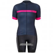 2020 Maillot Cyclisme Femme Bontrage Fuchsia Fonce Bleu Manches Courtes et Cuissard