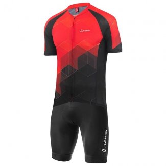 2020 Maillot Cyclisme Loffler Noir Rouge Manches Courtes et Cuissard