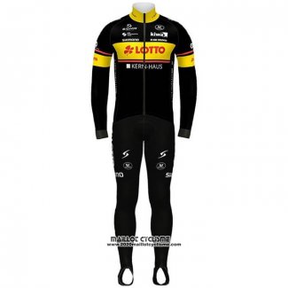 2020 Maillot Cyclisme Lotto-kern Hausnoir Jaune Manches Longues et Cuissard