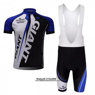 2021 Maillot Cyclisme Giant Noir Bleu Manches Courtes et Cuissard