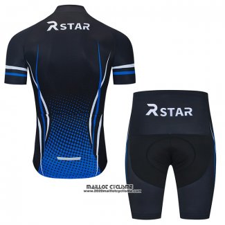 2021 Maillot Cyclisme R Star Noir Bleu Manches Courtes et Cuissard