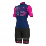 2022 Maillot Cyclisme Femme ALE Bleu Fuchsia Manches Courtes et Cuissard