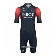 2022 Maillot Cyclisme Ineos Grenadiers Rouge Bleu Manches Courtes et Cuissard