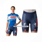 2024 Maillot Cyclisme Femme Deceuninck Quick Step Bleu Manches Courtes Et Cuissard