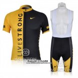 2009 Maillot Ciclismo Livestrong Noir et Jaune Manches Courtes et Cuissard