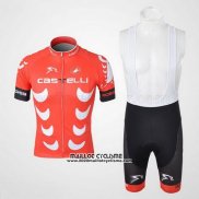 2010 Maillot Ciclismo Castelli Blanc et Rouge Manches Courtes et Cuissard