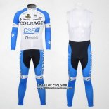 2012 Maillot Ciclismo Colnago Azur et Blanc Manches Longues et Cuissard