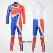 2012 Maillot Ciclismo Sky Champion Regno Unito Orange et Bleu Manches Longues et Cuissard