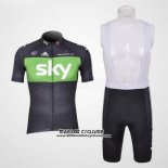 2012 Maillot Ciclismo Sky Noir et Vert Manches Courtes et Cuissard