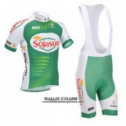 2013 Maillot Ciclismo Sojasun Blanc et Vert Manches Courtes et Cuissard