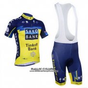 2013 Maillot Ciclismo Tinkoff Saxo Bank Bleu et Jaune Manches Courtes et Cuissard