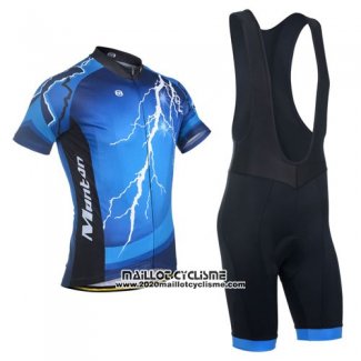 2014 Maillot Ciclismo Monton Noir et Bleu Manches Courtes et Cuissard