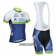 2014 Maillot Ciclismo Orica GreenEDGE Blanc et Bleu Manches Courtes et Cuissard