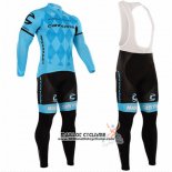 2016 Maillot Ciclismo Cannondale Bleu et Noir Manches Longues et Cuissard