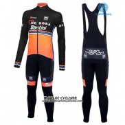 2016 Maillot Ciclismo DE Rose Noir et Orange Manches Longues et Cuissard