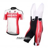 2016 Maillot Ciclismo Ducati Blanc et Rouge Manches Courtes et Cuissard