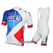 2016 Maillot Ciclismo FDJ Blanc et Rouge Manches Courtes et Cuissard