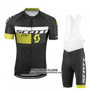 2016 Maillot Ciclismo Scott Noir Jaune Manches Courtes et Cuissard