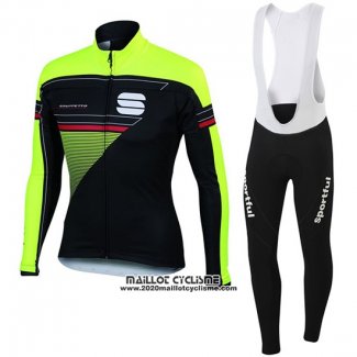 2016 Maillot Ciclismo Sportful Vert et Noir Manches Longues et Cuissard