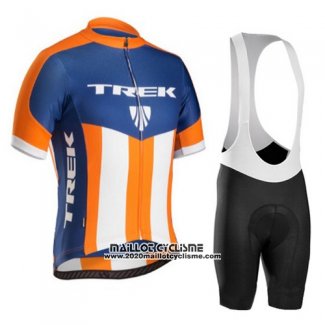 2016 Maillot Ciclismo Trek Bontrager Bleu et Orange Manches Courtes et Cuissard