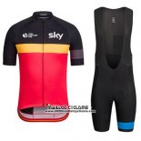 2016 Maillot Ciclismo UCI Mondo Champion Lider Sky Noir et Rouge Manches Courtes et Cuissard